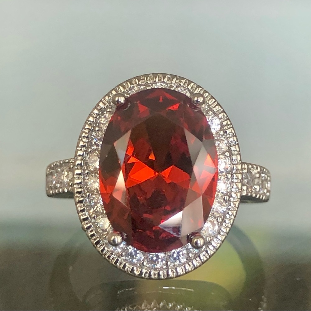 Sterling Silver Garnet Statement Ring